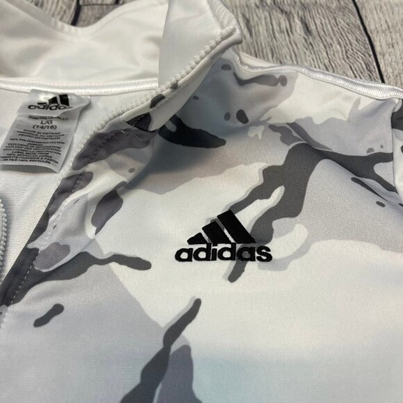Adidas 3-Stripes Track Jacket Youth Size Large‎ White Camouflage Coat Sweater - Picture 6 of 12